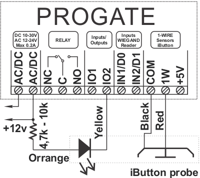 iButton connection to PROGATE gate opener